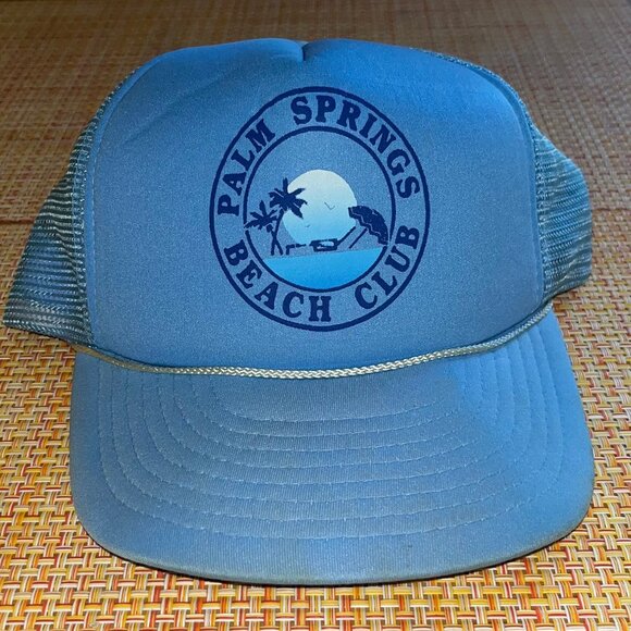Palm Springs Vintage Blue Mens Baseball Cap Hat VTG - Picture 1 of 5